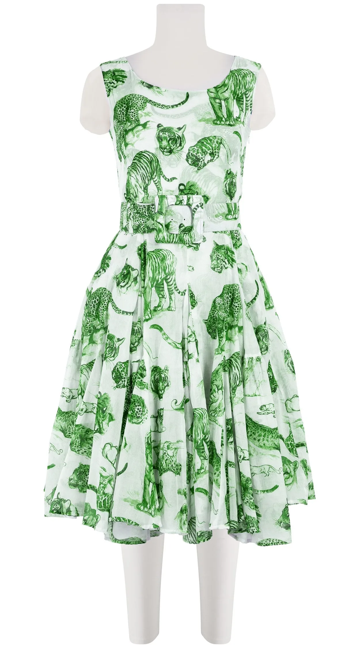 Birdy Dress #2 Boat Neck Sleeveless Cotton Musola (Tiger Toile Small)