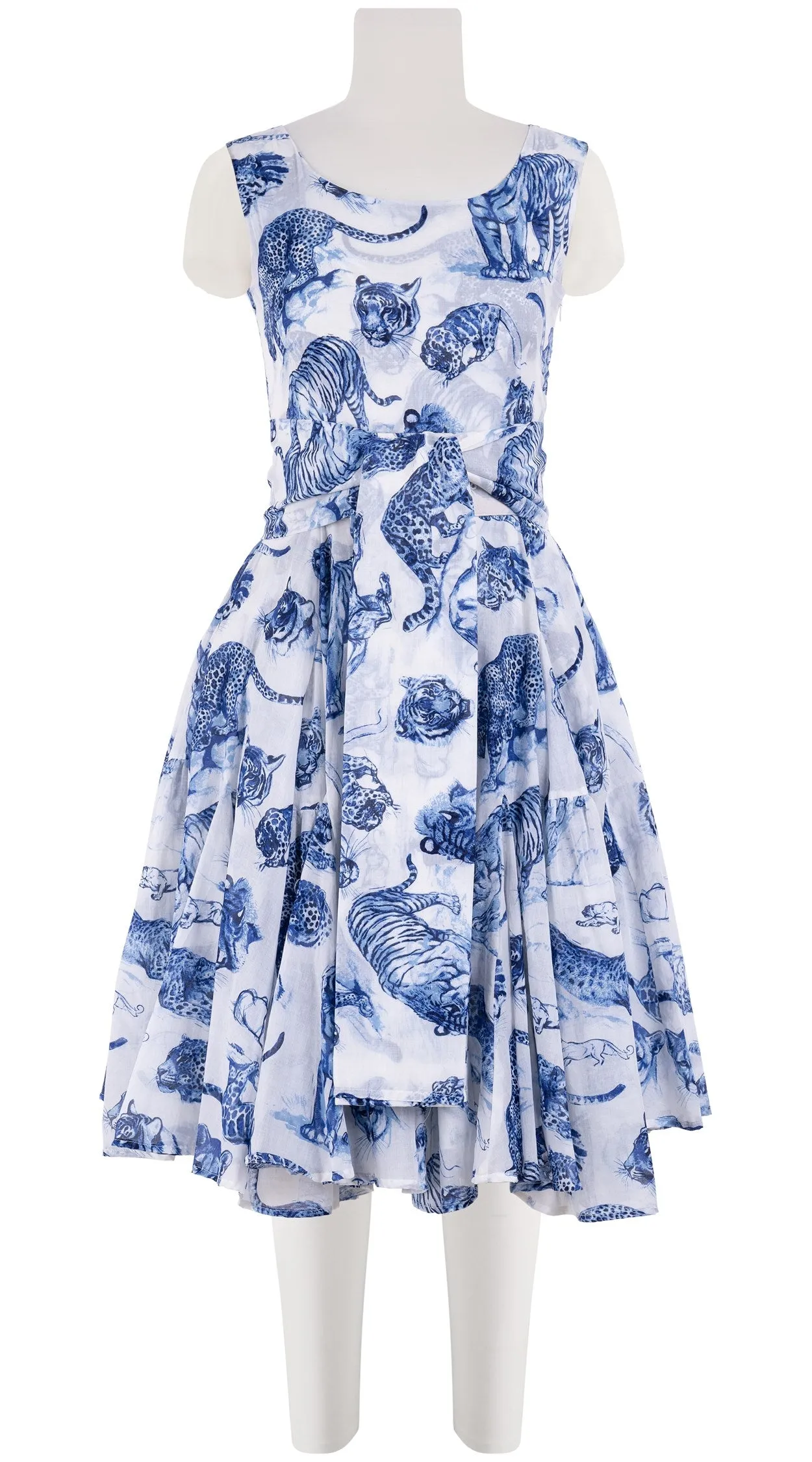 Birdy Dress #2 Boat Neck Sleeveless Cotton Musola (Tiger Toile Small)