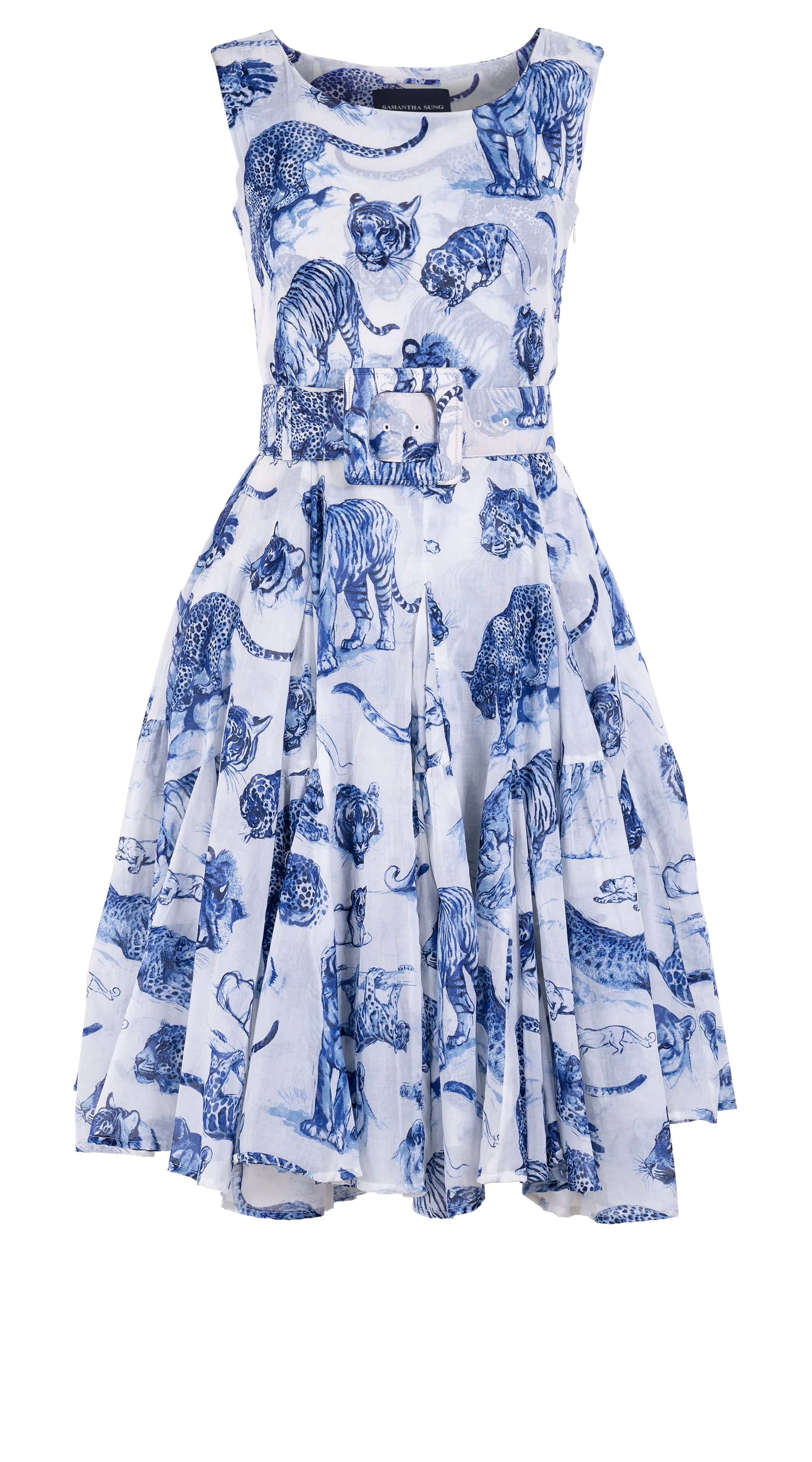 Birdy Dress #2 Boat Neck Sleeveless Cotton Musola (Tiger Toile Small)