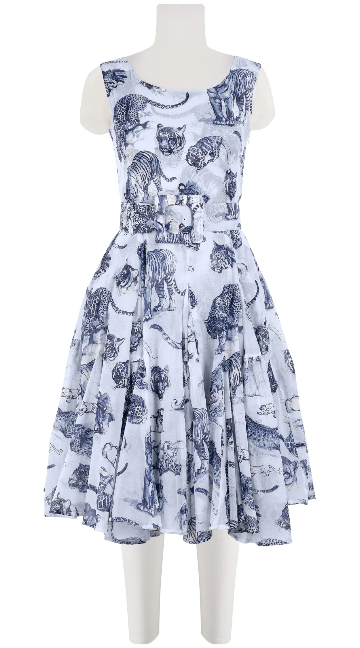 Birdy Dress #2 Boat Neck Sleeveless Cotton Musola (Tiger Toile Small)
