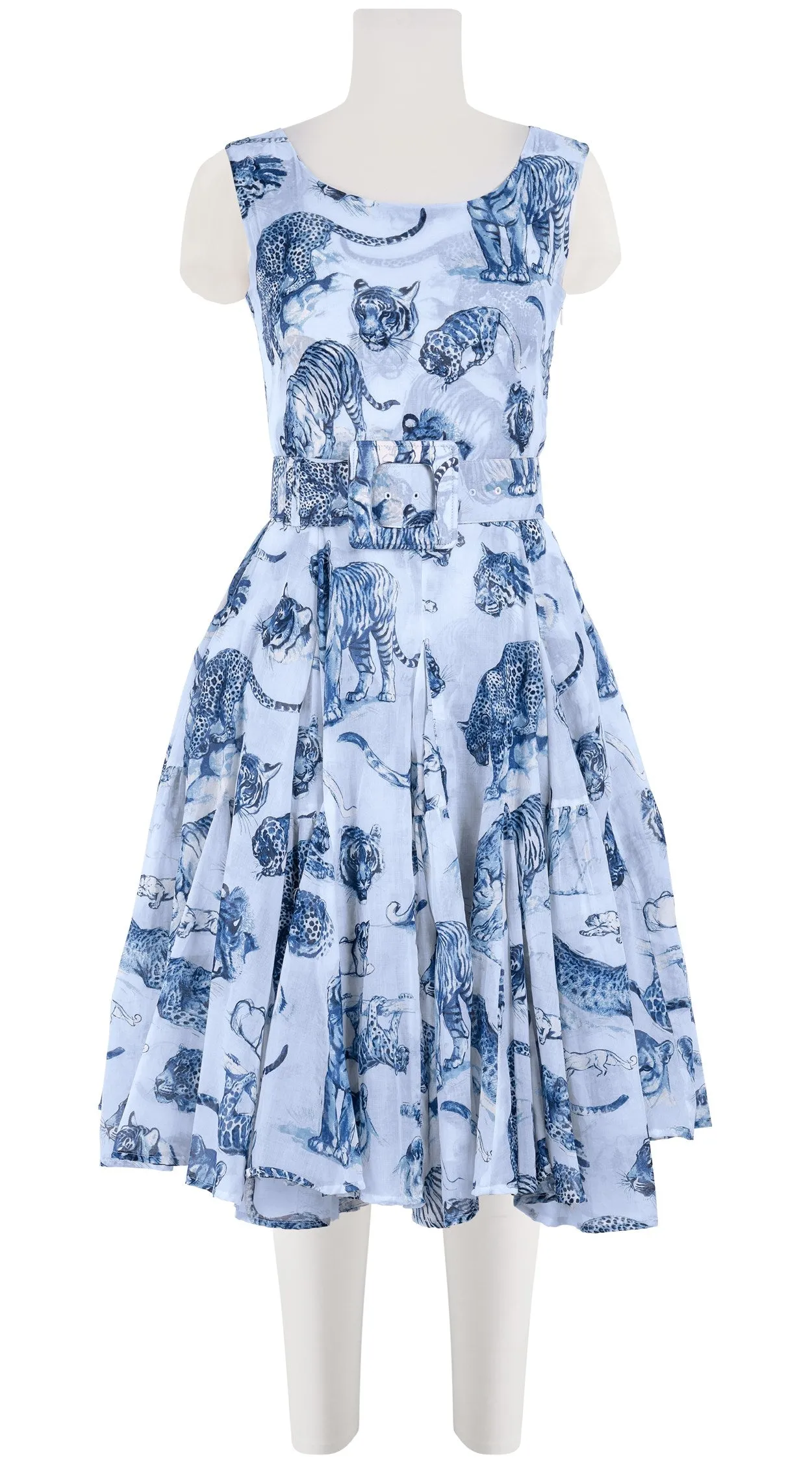 Birdy Dress #2 Boat Neck Sleeveless Cotton Musola (Tiger Toile Small)