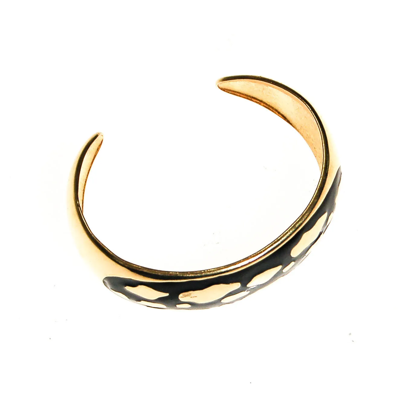 Black and Gold Leopard Print Cuff Bracelet