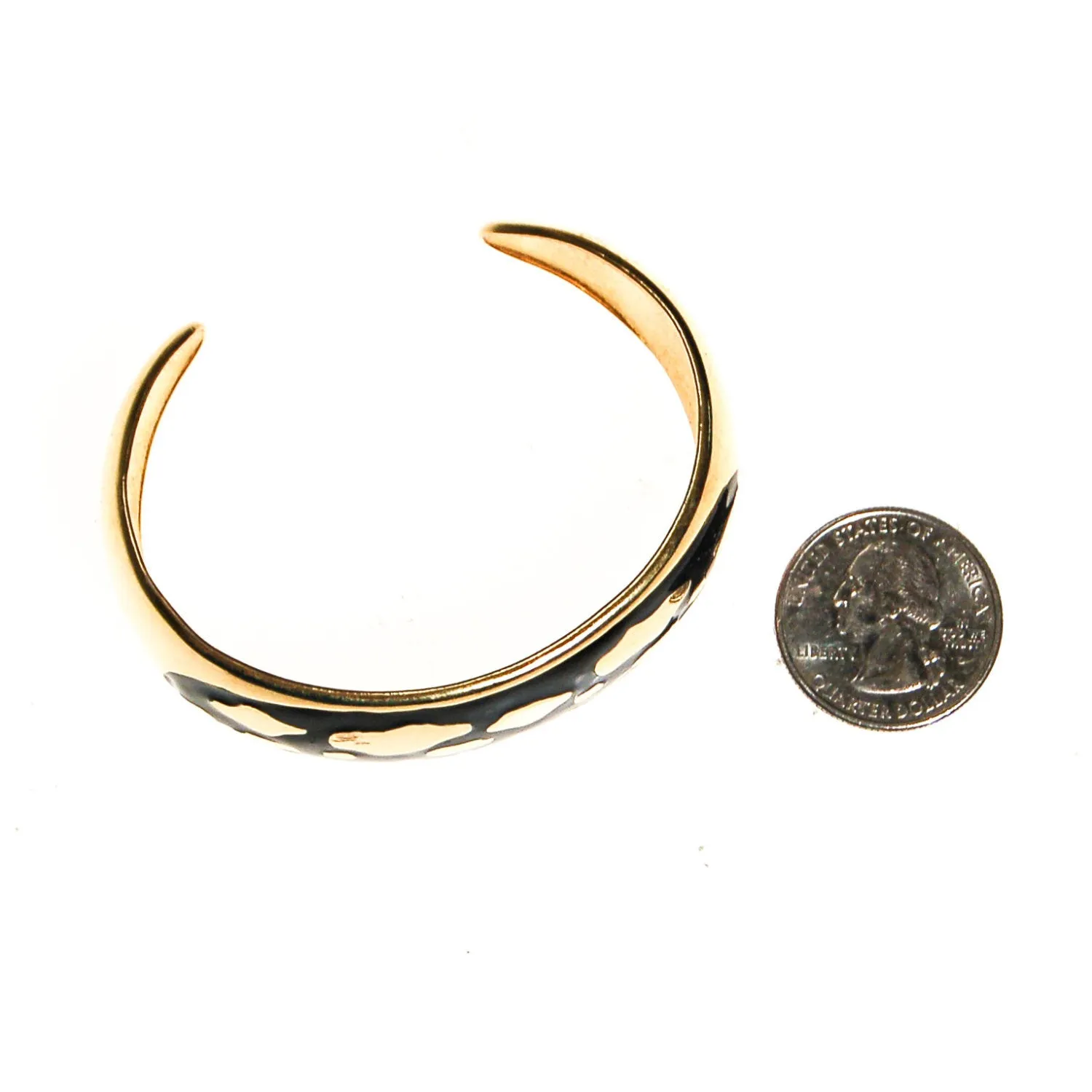Black and Gold Leopard Print Cuff Bracelet