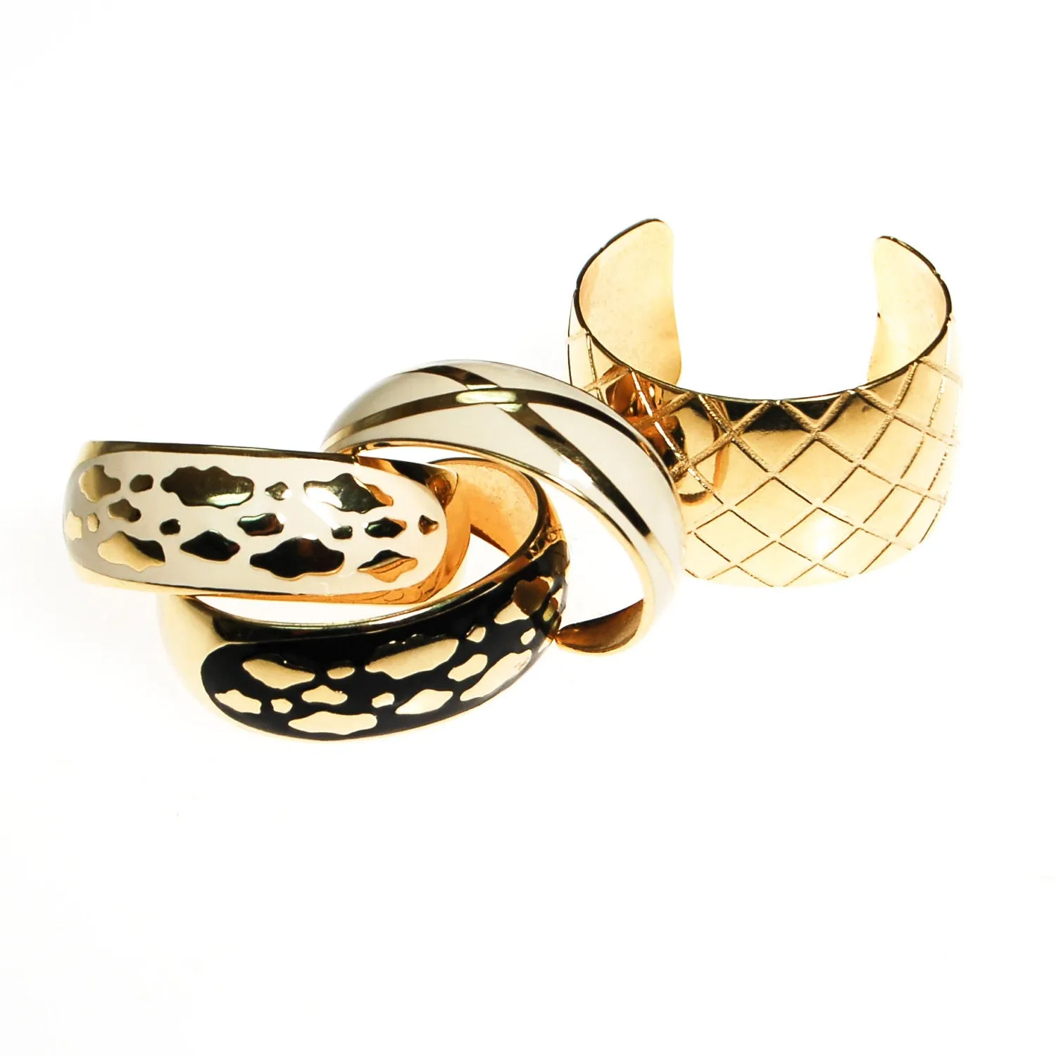 Black and Gold Leopard Print Cuff Bracelet