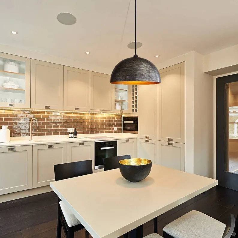 Black Hammered Ceiling Light - Pendant Light, Hanging Lamp, Light Fixture