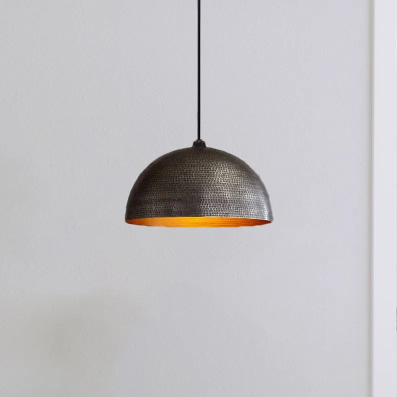 Black Hammered Ceiling Light - Pendant Light, Hanging Lamp, Light Fixture
