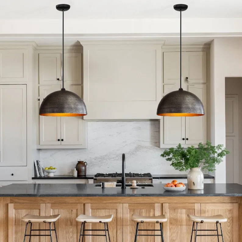 Black Hammered Ceiling Light - Pendant Light, Hanging Lamp, Light Fixture