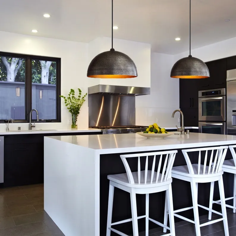 Black Hammered Ceiling Light - Pendant Light, Hanging Lamp, Light Fixture