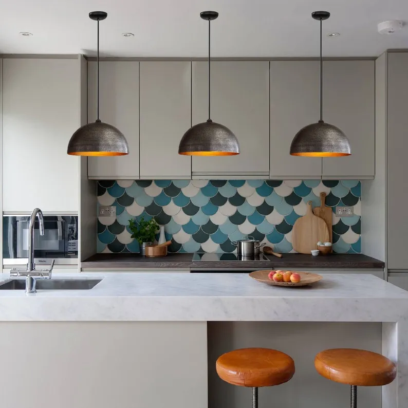 Black Hammered Ceiling Light - Pendant Light, Hanging Lamp, Light Fixture