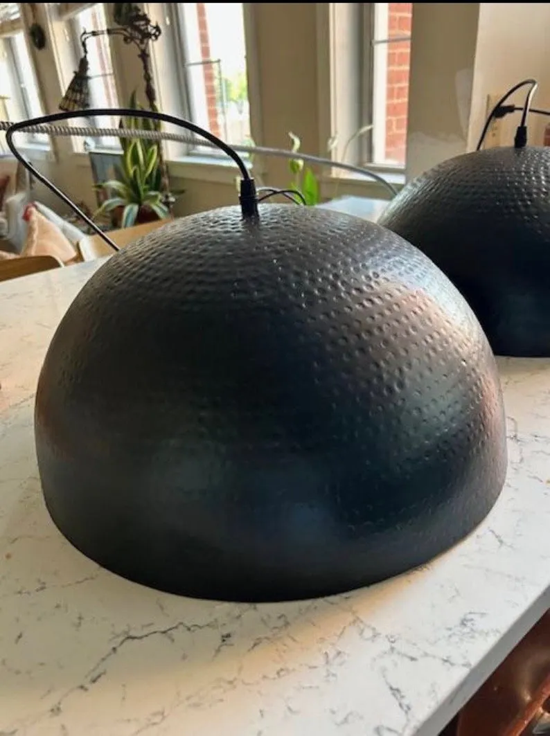 Black Hammered Ceiling Light - Pendant Light, Hanging Lamp, Light Fixture