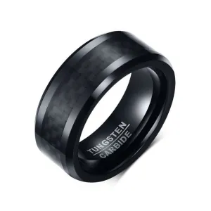 Black Tungsten Carbide and Carbon Fiber Bevel Edge Ring