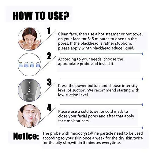 Blackhead Remover, Electric Facial Nose Pore Cleanser Acne Vacuum Suction Remover,USB Rechargeable Blackhead Silica Gel Sucker Electric Skin Cleanser Beauty Instrument