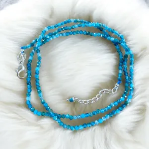 Blue Apatite 3 mm Beaded Necklace