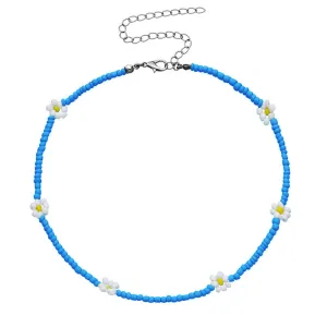 BLUE FLOWER BEADED necklace