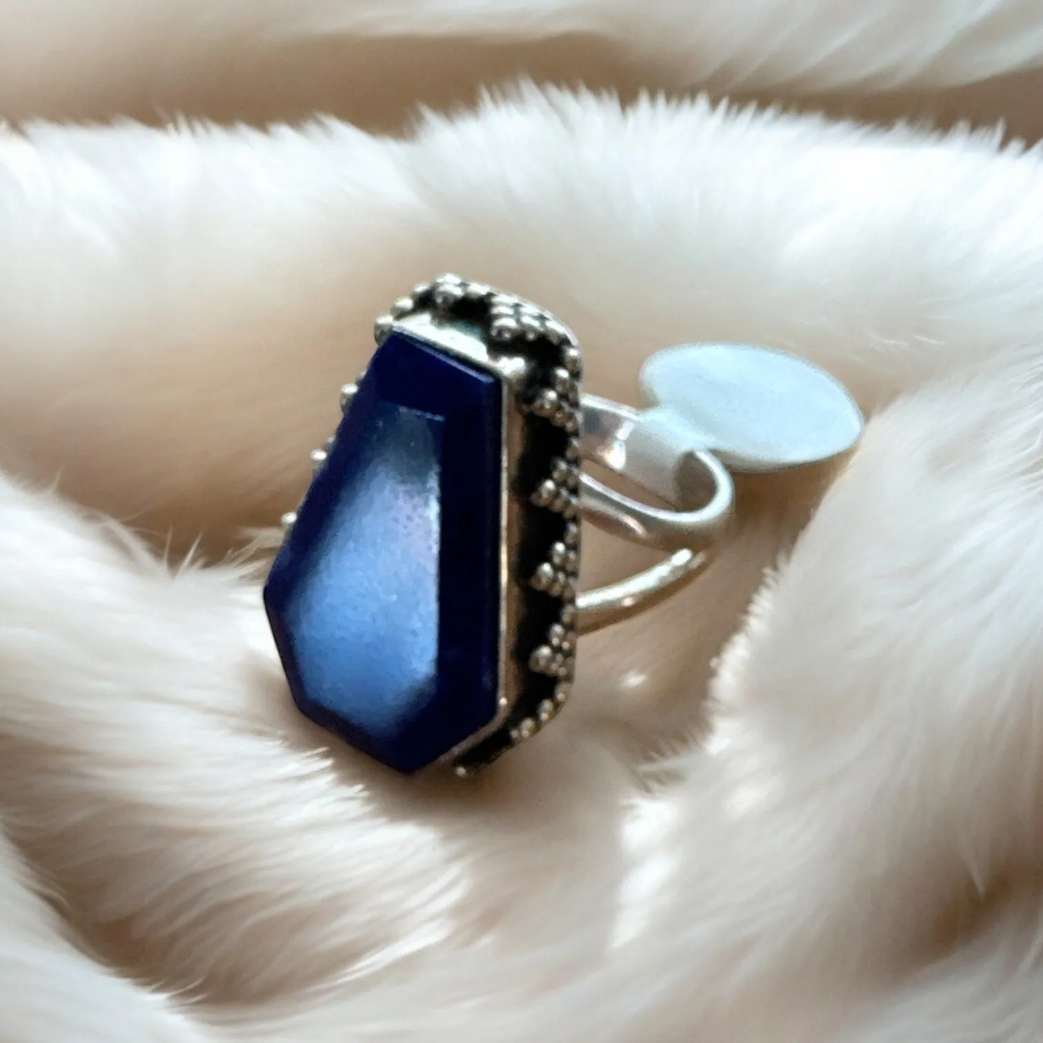 Blue Lapis Solid 925 Sterling Silver Ring 7.5