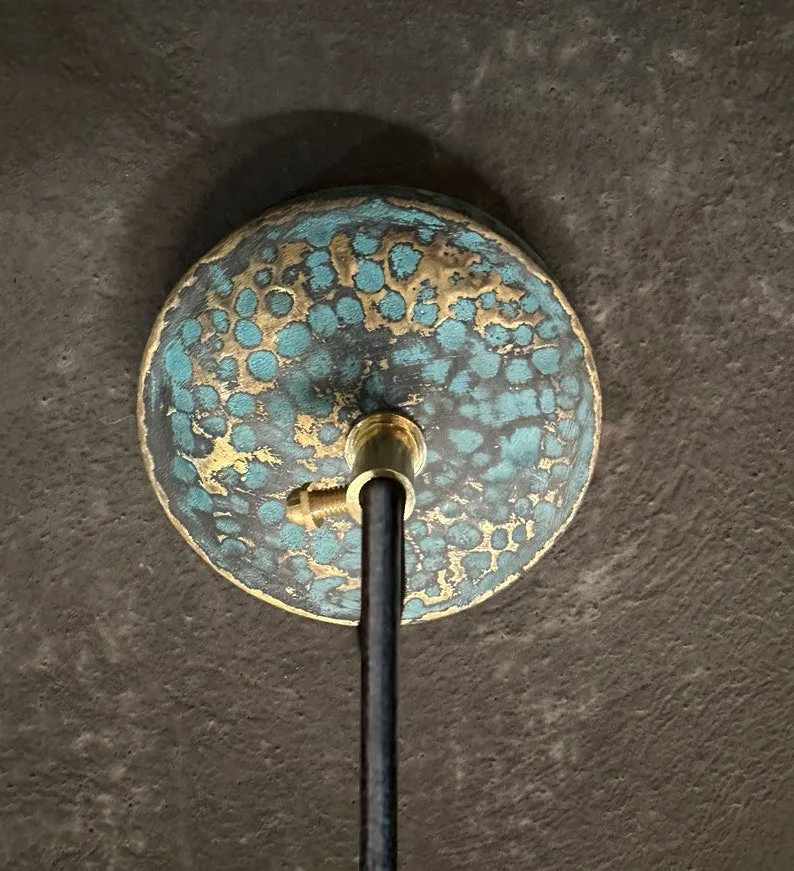 Blue Patina Brass Pendant Light – Ideal for Island Kitchen Lighting