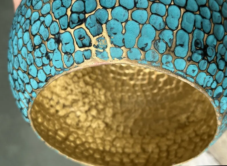 Blue Patina Brass Pendant Light – Ideal for Island Kitchen Lighting