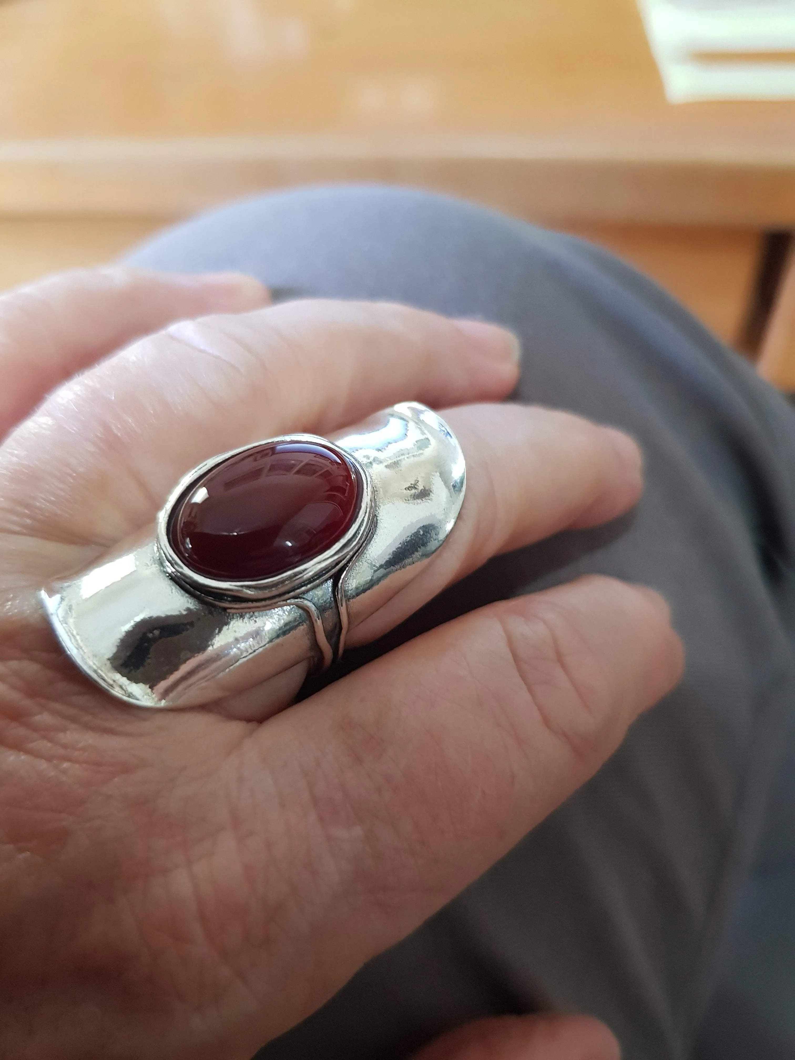 Bluenoemi Silver Ring with Red Carnelian Gemstone