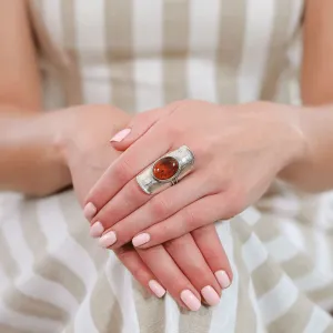 Bluenoemi Silver Ring with Red Carnelian Gemstone