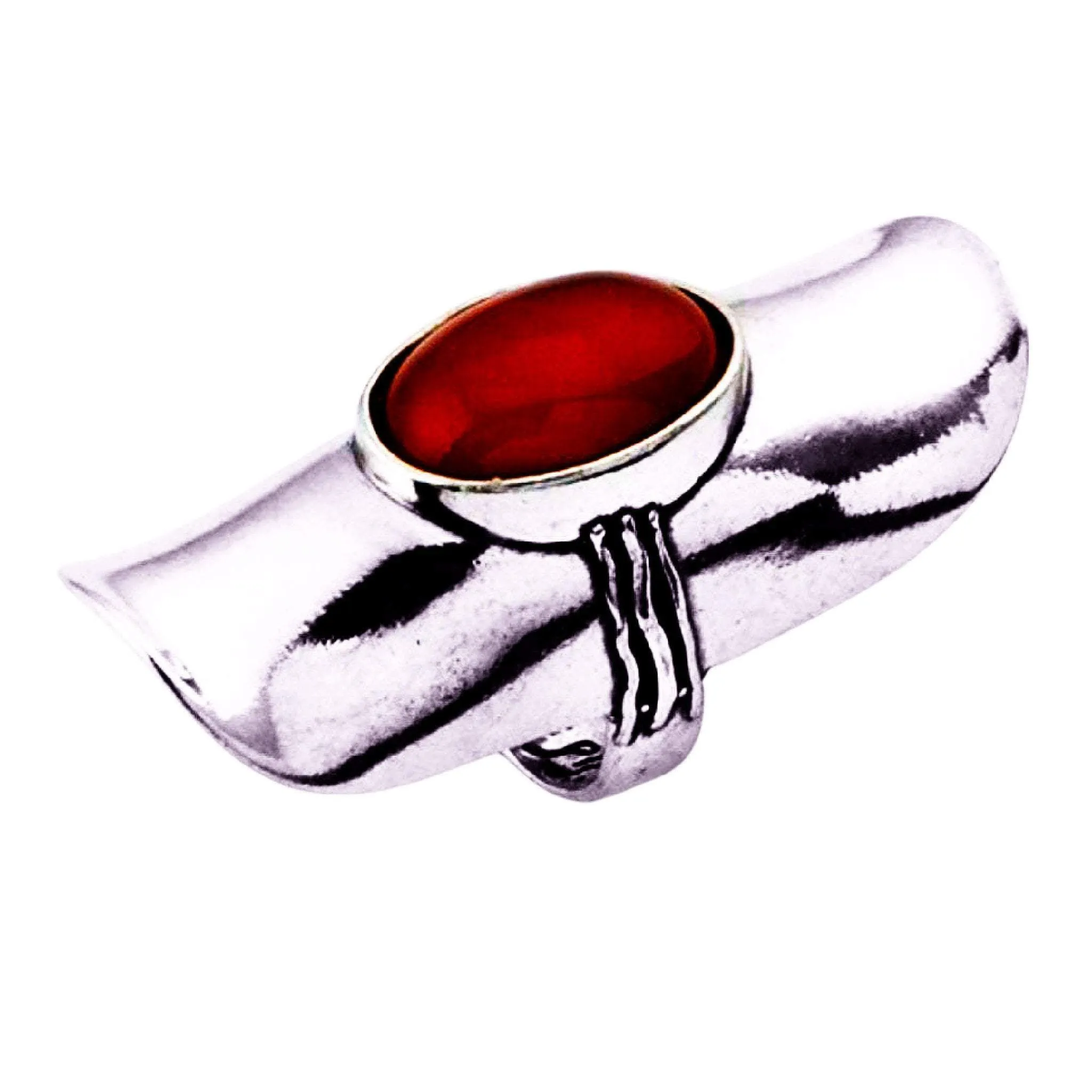 Bluenoemi Silver Ring with Red Carnelian Gemstone