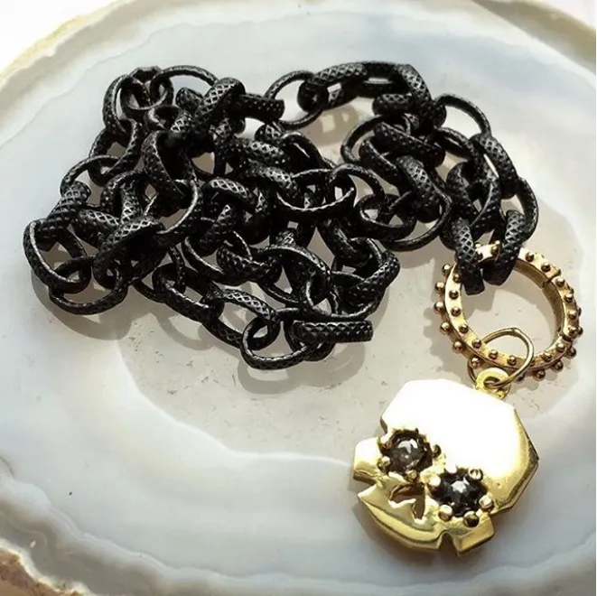 BOHEME OXI SILVER TEXTURED LARGE OVAL LINK OPEN CHAIN