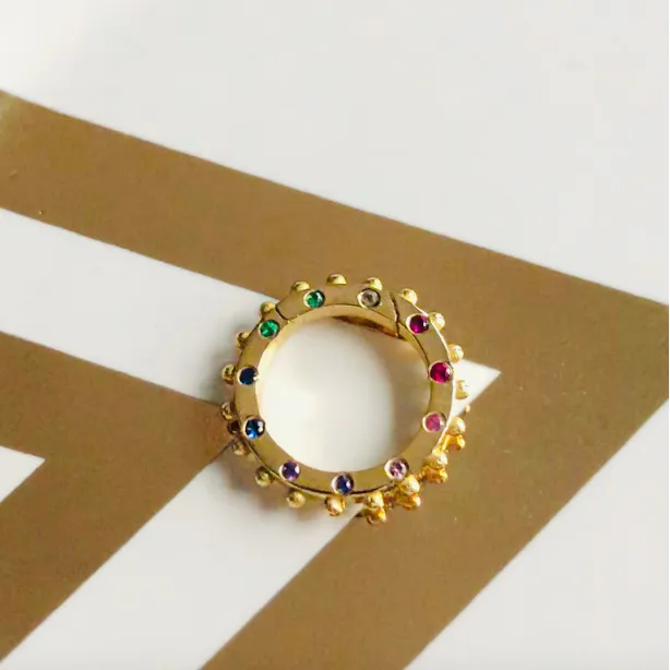 BOHEME SMALL RAINBOW CLICKER CHARM RING rts