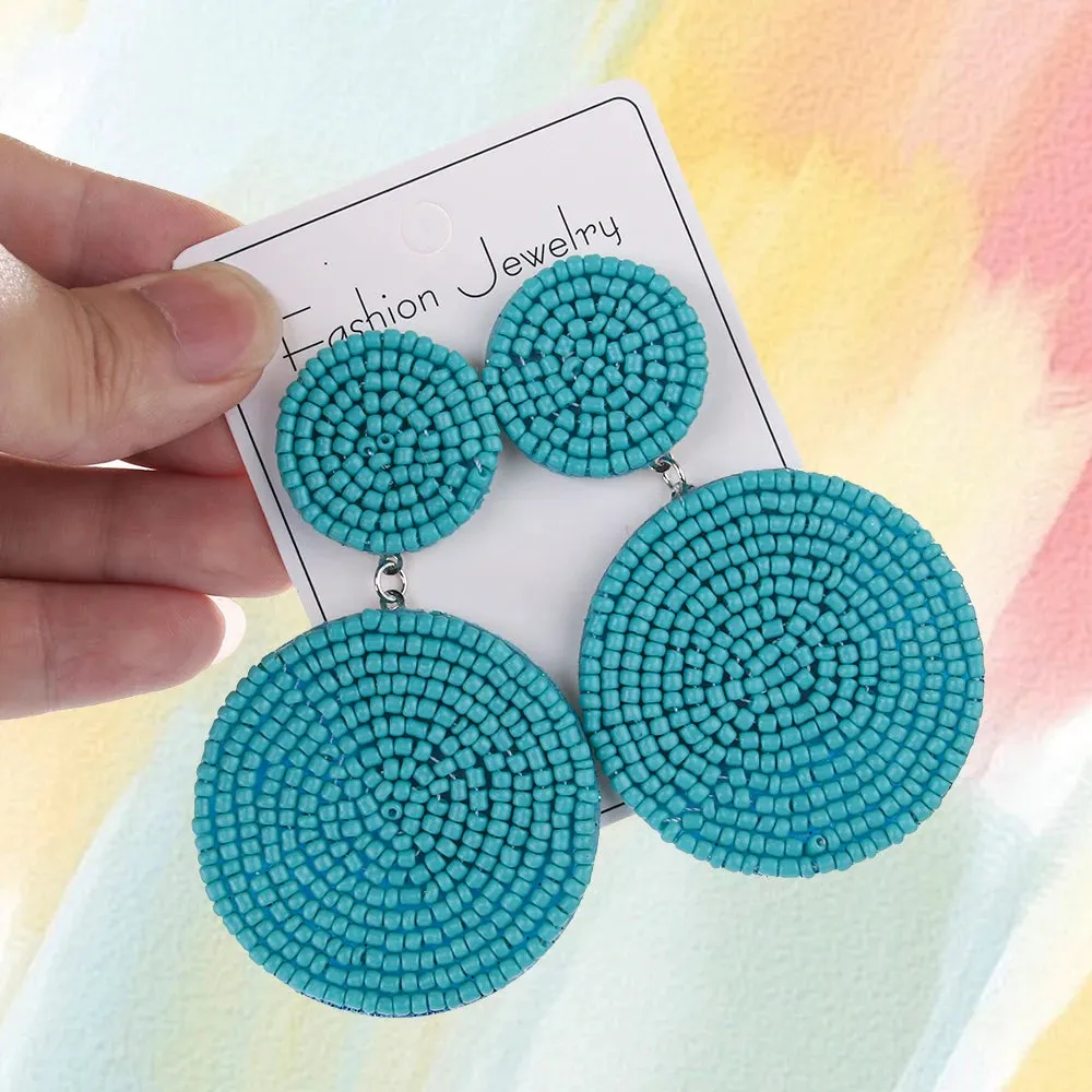 Bohemian Beaded Drop Earrings | Handmade Colorful Hoop Earrings | Summer Beach Jewelry