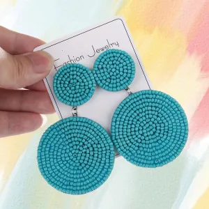 Bohemian Beaded Drop Earrings | Handmade Colorful Hoop Earrings | Summer Beach Jewelry