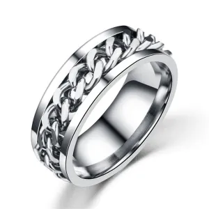 Bohemian Silver Black Titanium Stainless Steel Cocktail Rings Men