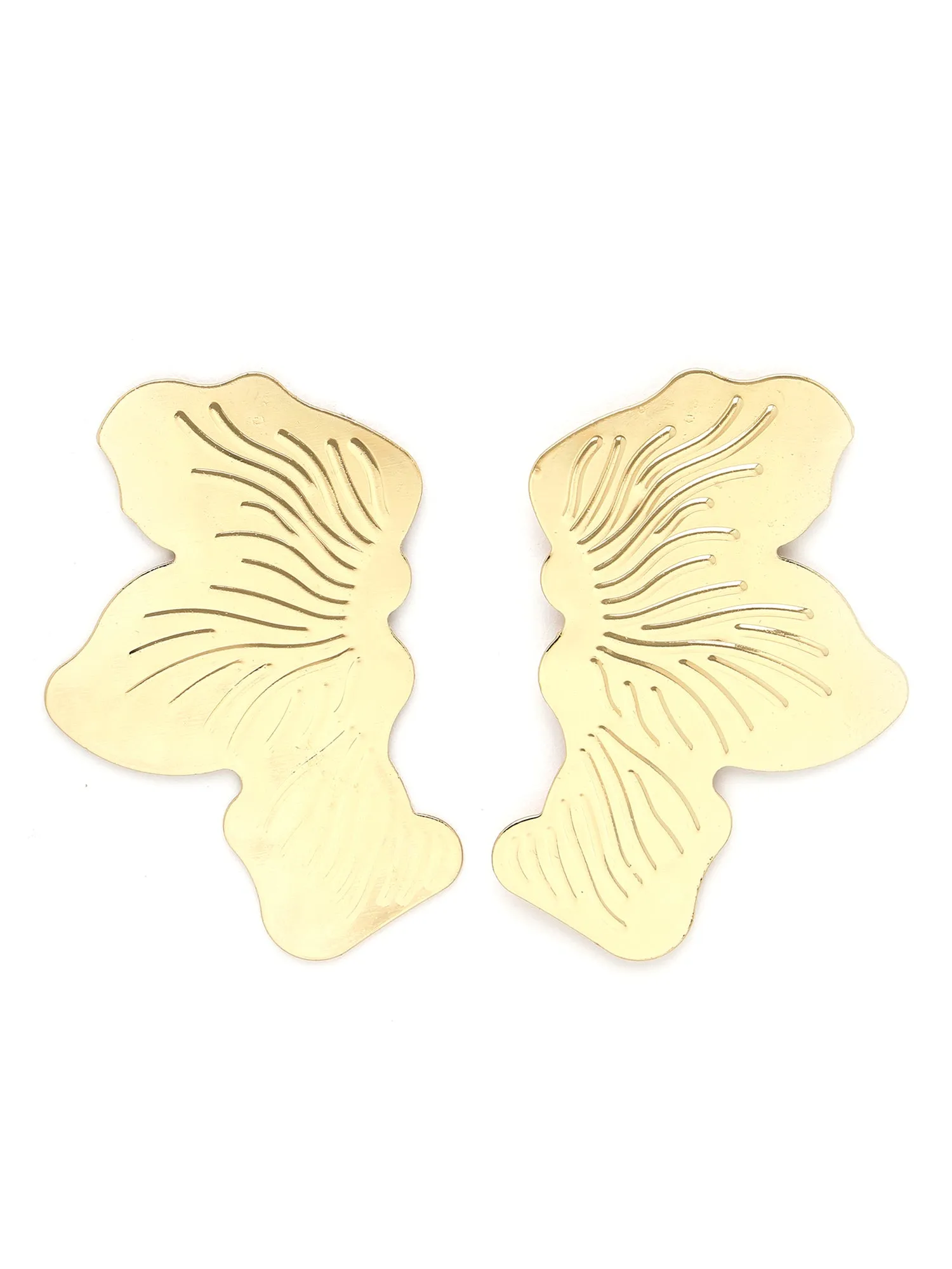 Bohey by KARATCART Gold Plated Flower Pettel Design Stud Earrings