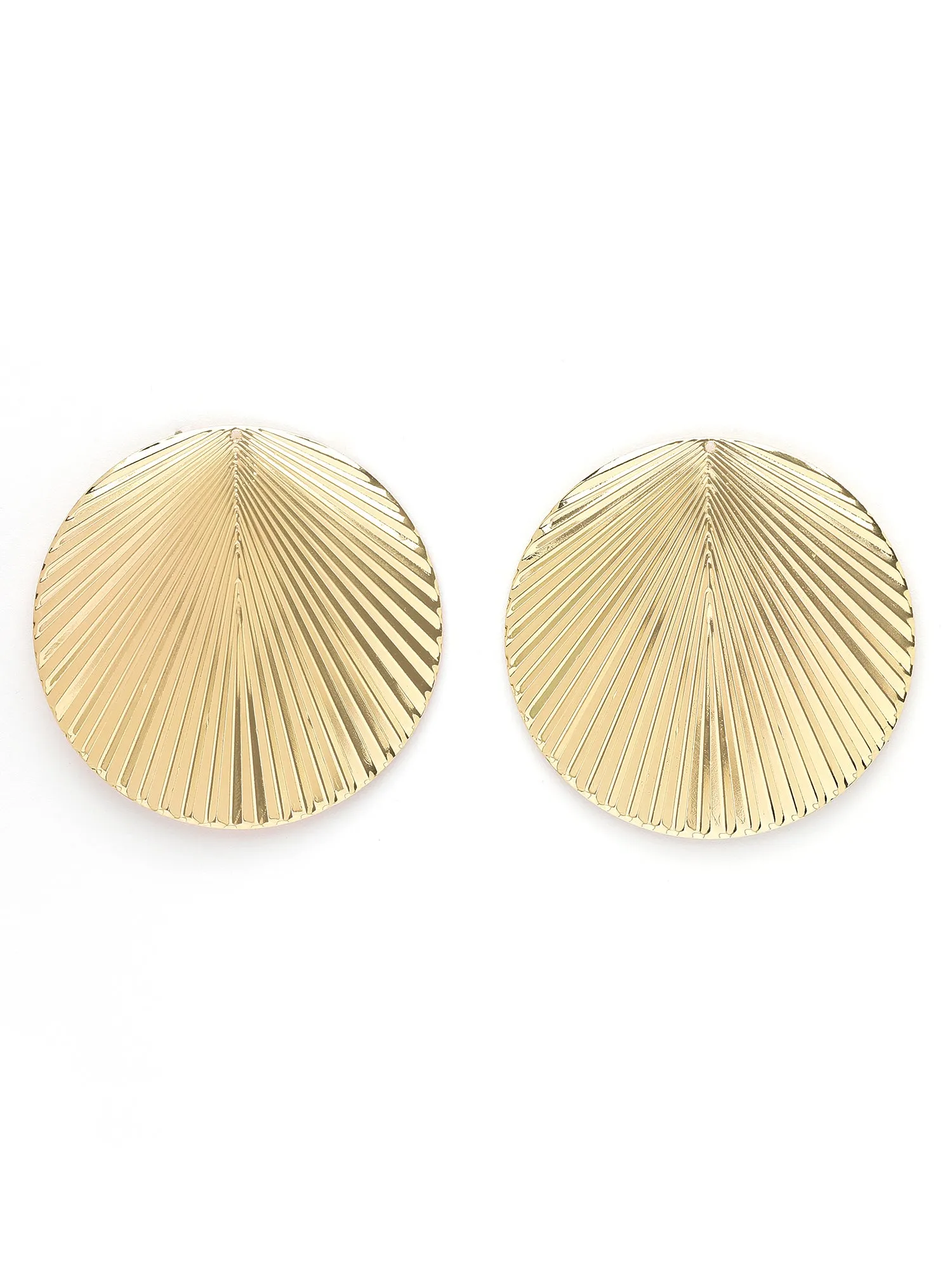Bohey by KARATCART Gold Plated Strip Pattern Round Large Stud Earrings for Women
