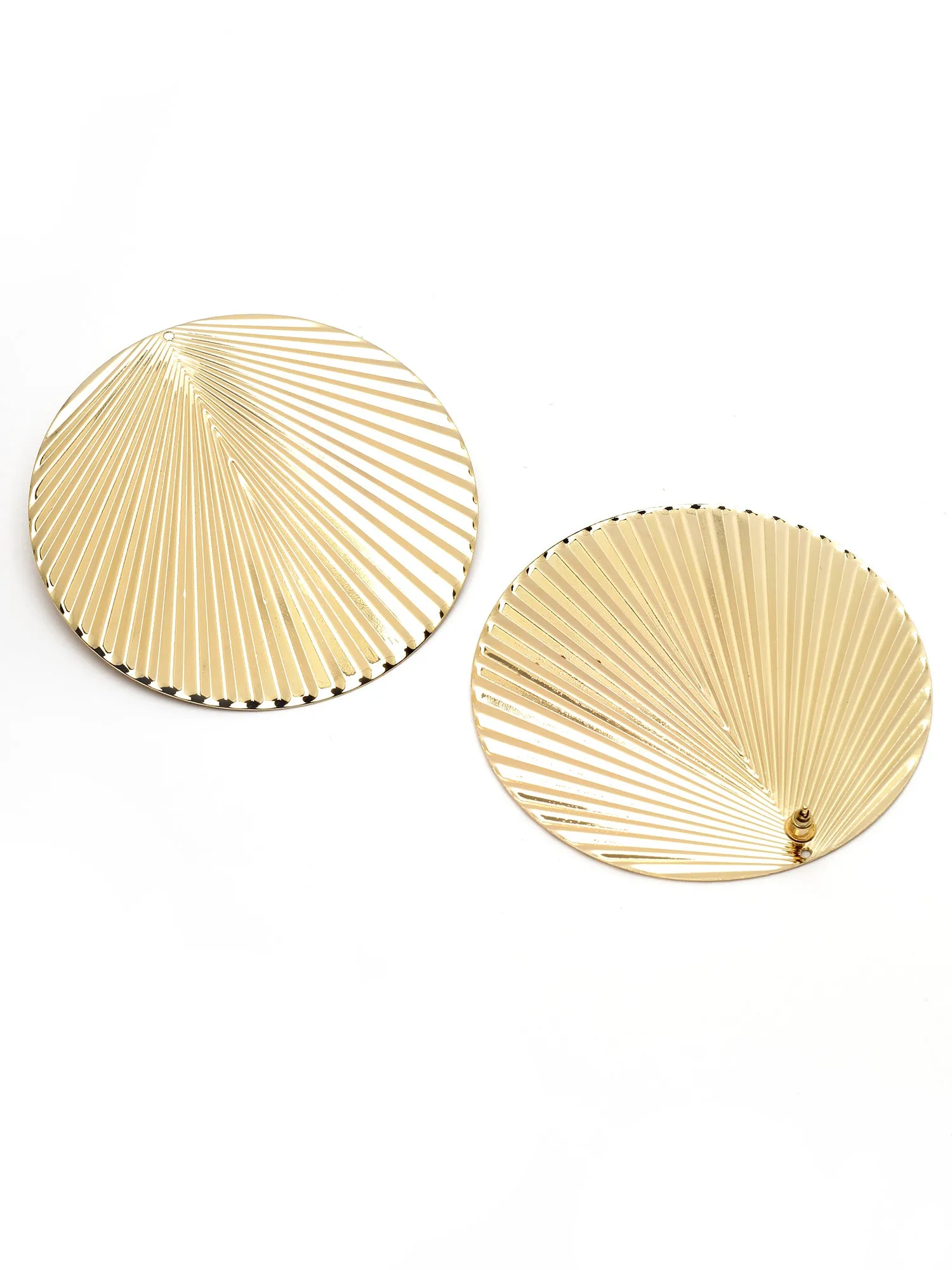 Bohey by KARATCART Gold Plated Strip Pattern Round Large Stud Earrings for Women