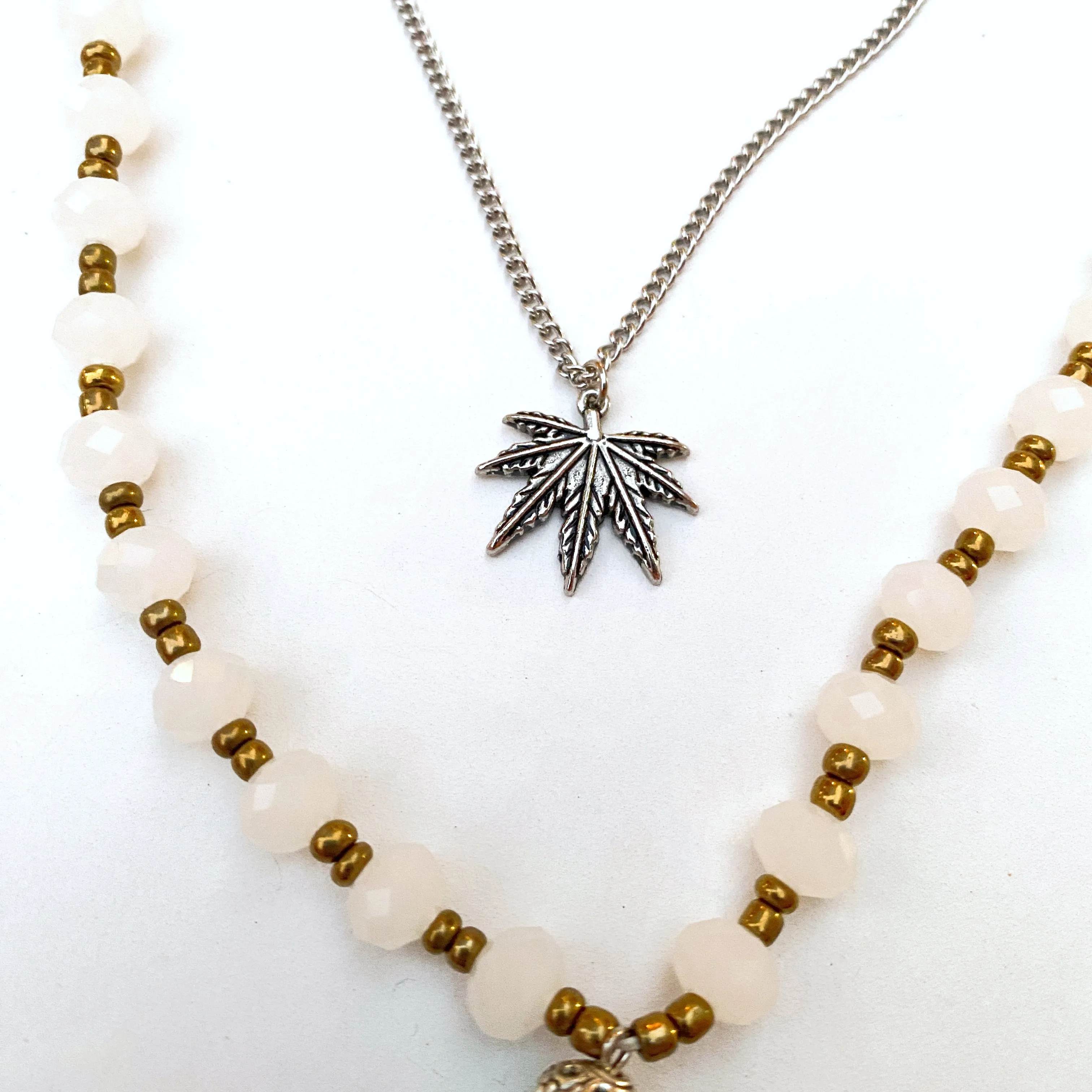 Boho Layered Beaded Feather Necklace