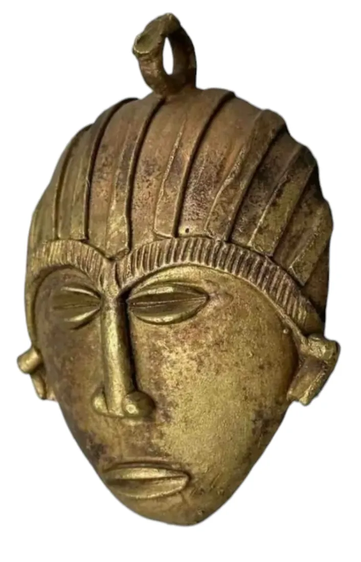 Brass African Mask Pendant | Geri's Bluffing Boutique