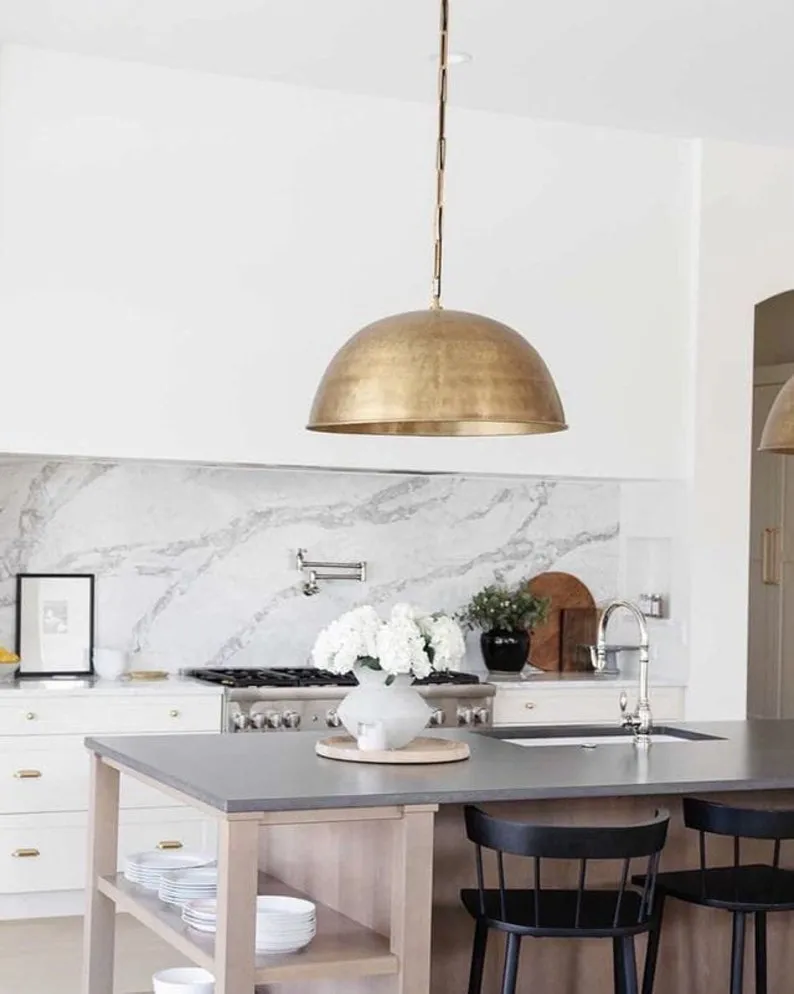 Brass Dome Pendant Lamp – Moroccan-Inspired Ceiling Light for Elegant Interiors