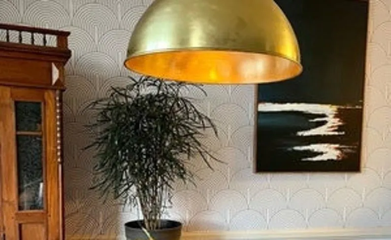 Brass Dome Pendant Lamp – Moroccan-Inspired Ceiling Light for Elegant Interiors