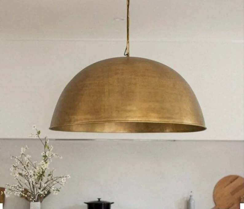 Brass Dome Pendant Lamp – Moroccan-Inspired Ceiling Light for Elegant Interiors