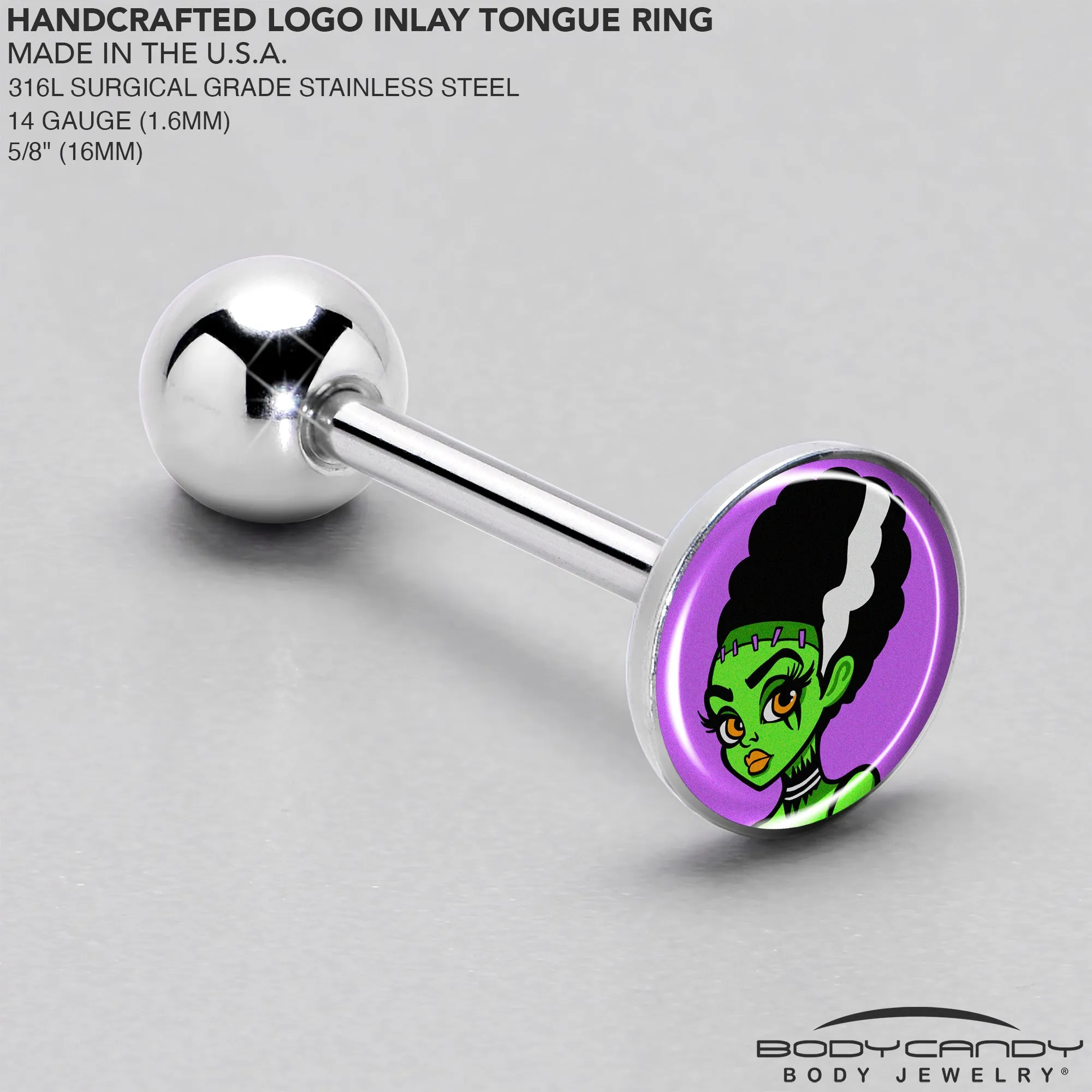 Bride of Frankenstein Barbell Tongue Ring