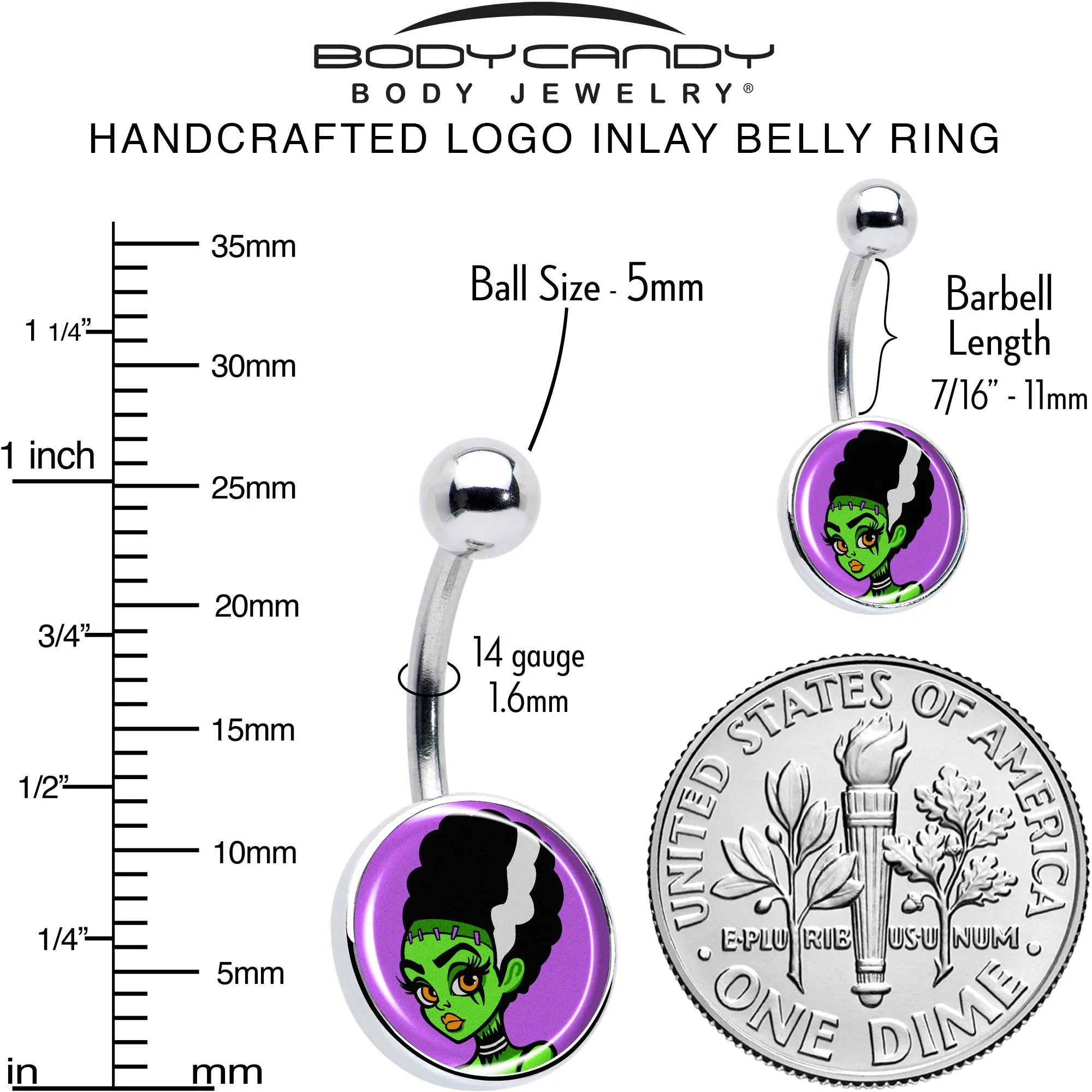 Bride of Frankenstein Belly Ring