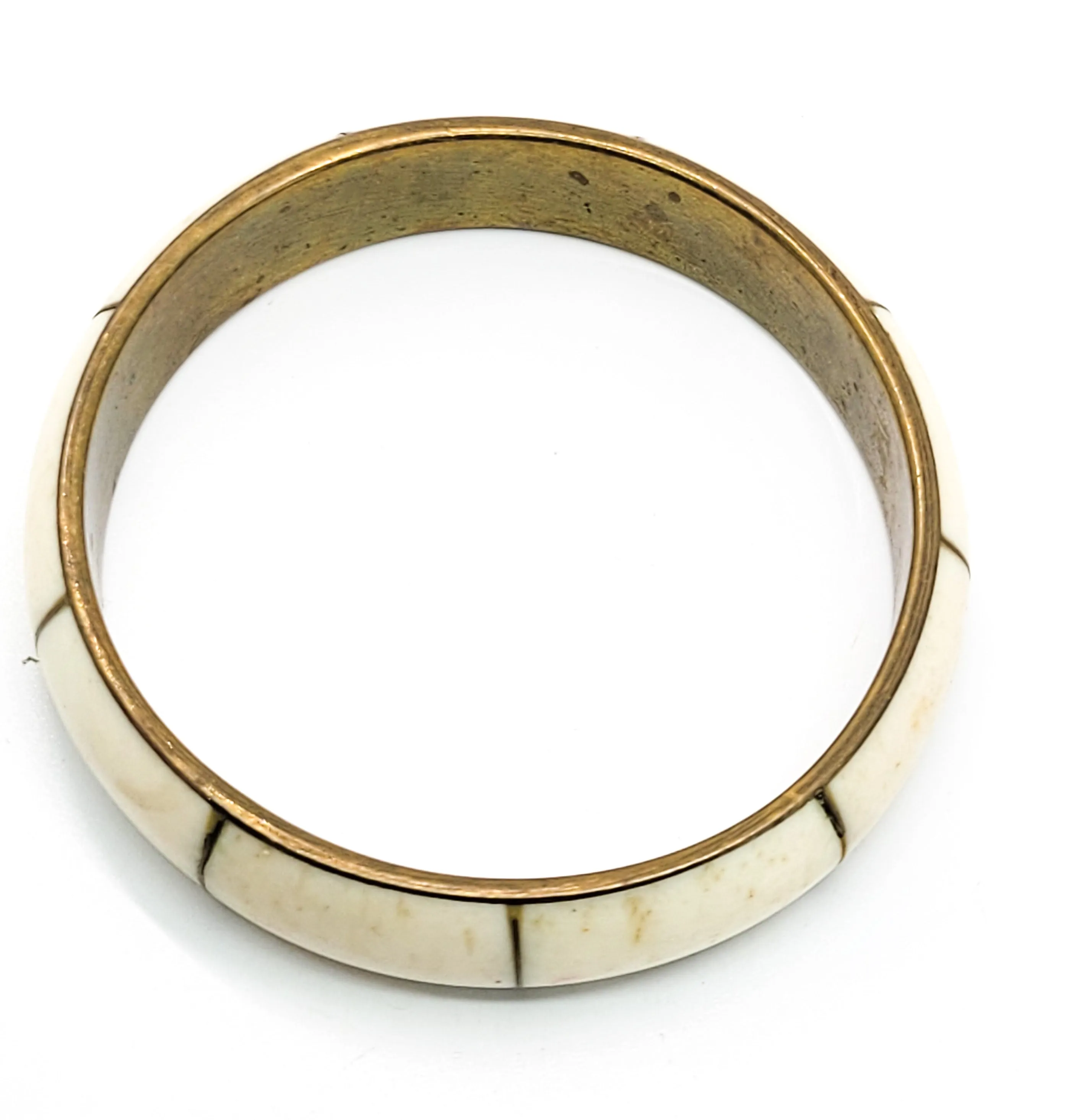 Camel Bone and brass vintage panel bangle bracelet made in India