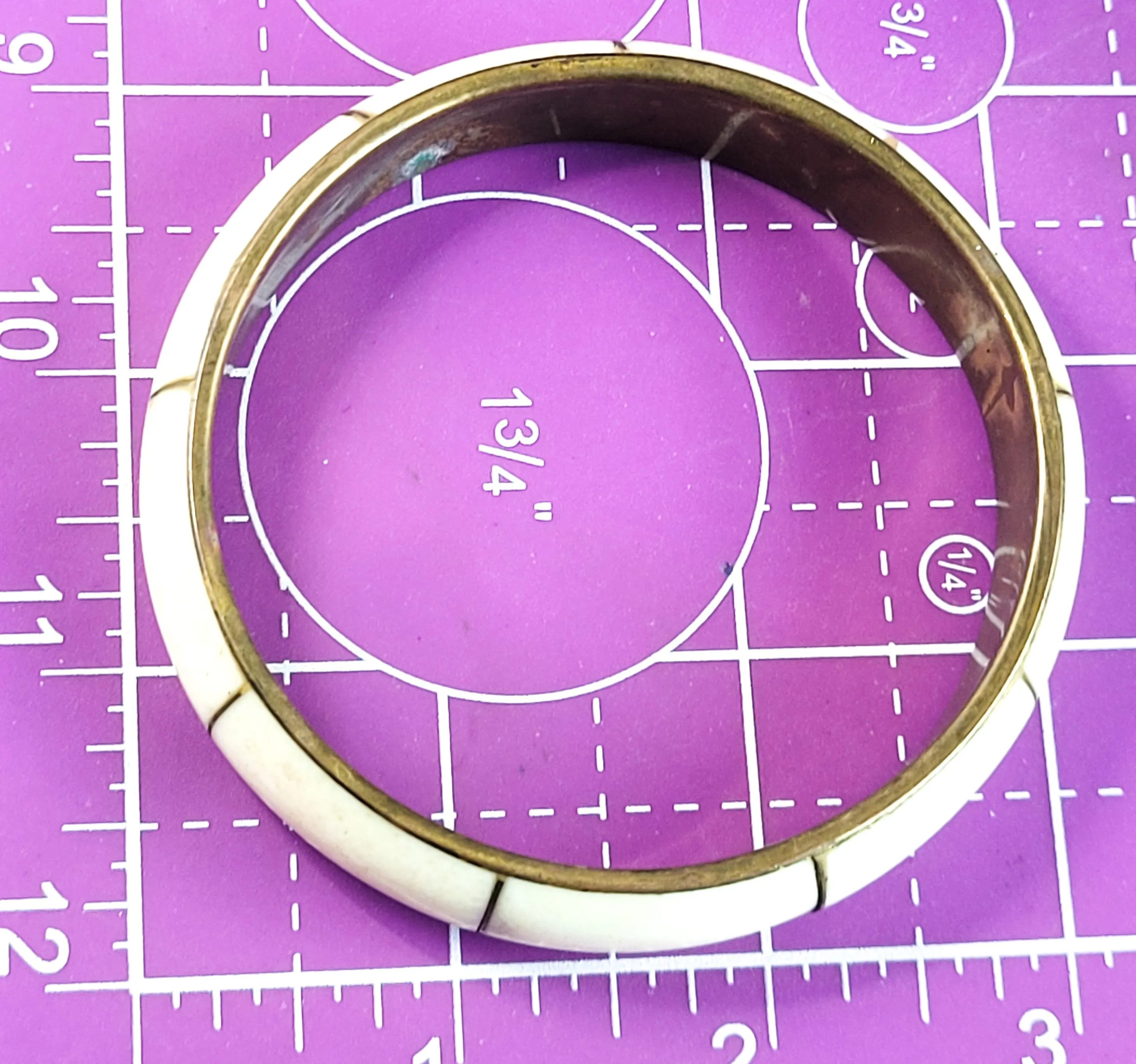 Camel Bone and brass vintage panel bangle bracelet made in India