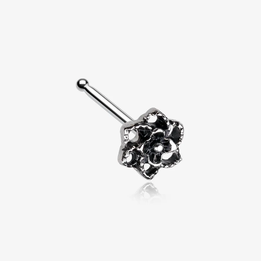 Camellia Flower Filigree Icon Nose Stud Ring