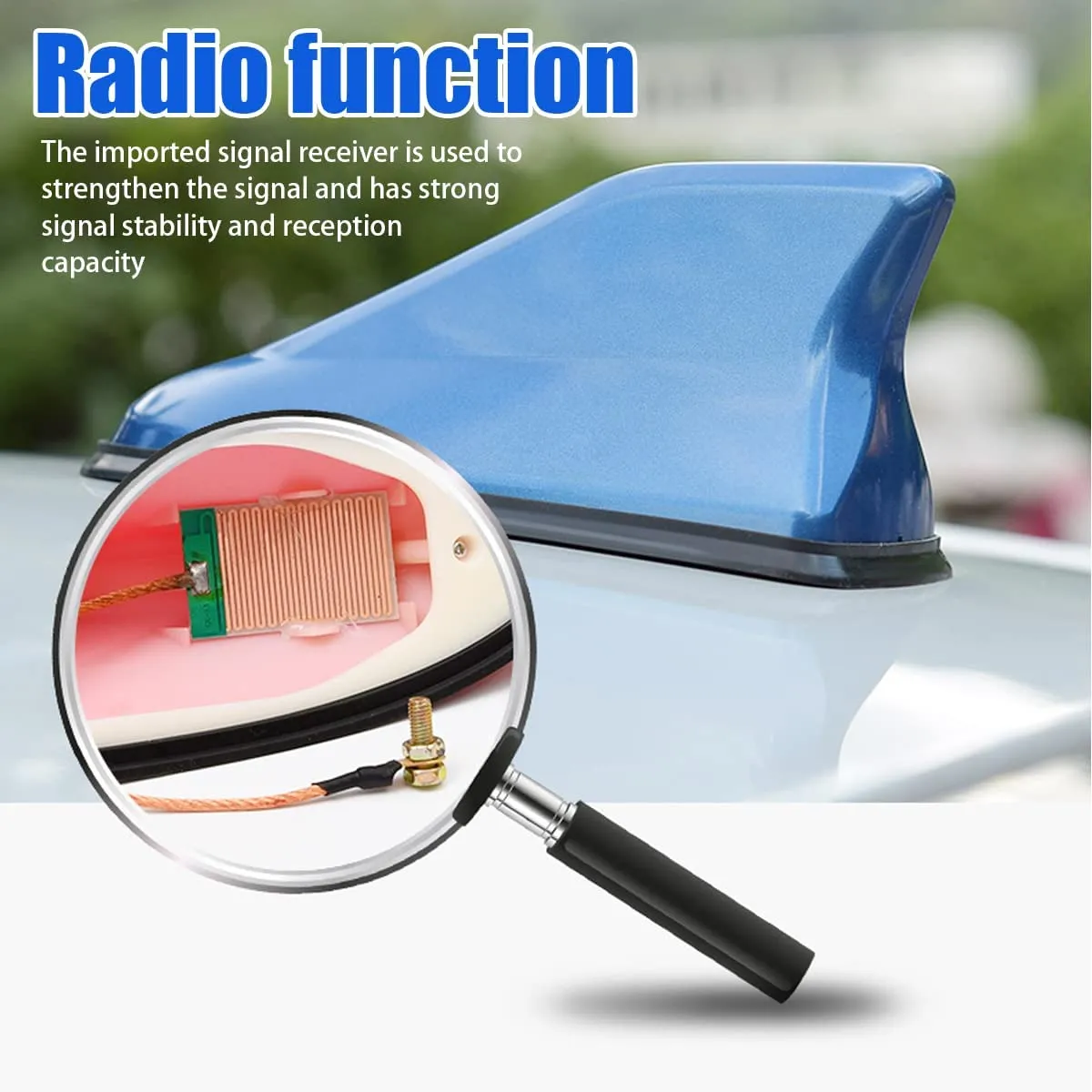 Car Shark Fin Antenna Cover, Roof Aerial Base AM/FM Radio Signal for Car SUV Truck, Vehicle Shark Fin Shape Cover with Adhesive Tape, Car Accessories Antenna Replacement Fits Most Cars