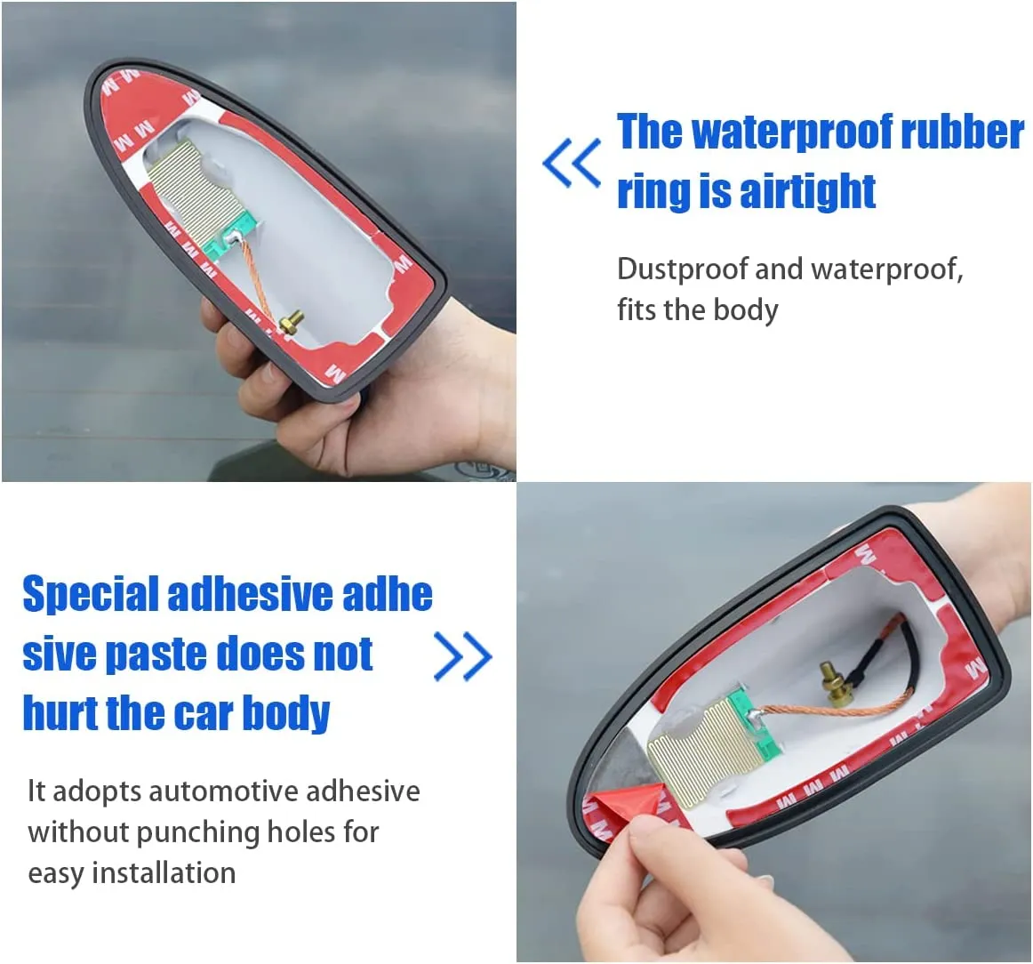 Car Shark Fin Antenna Cover, Roof Aerial Base AM/FM Radio Signal for Car SUV Truck, Vehicle Shark Fin Shape Cover with Adhesive Tape, Car Accessories Antenna Replacement Fits Most Cars
