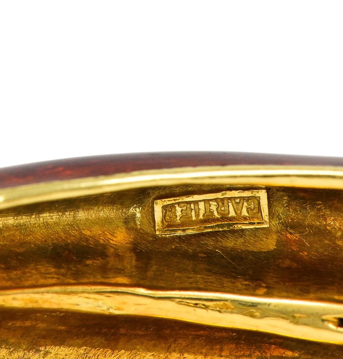 Cartier 1960's Diamond Red Enamel 18 Karat Two-Tone Gold Vintage Bangle Bracelet