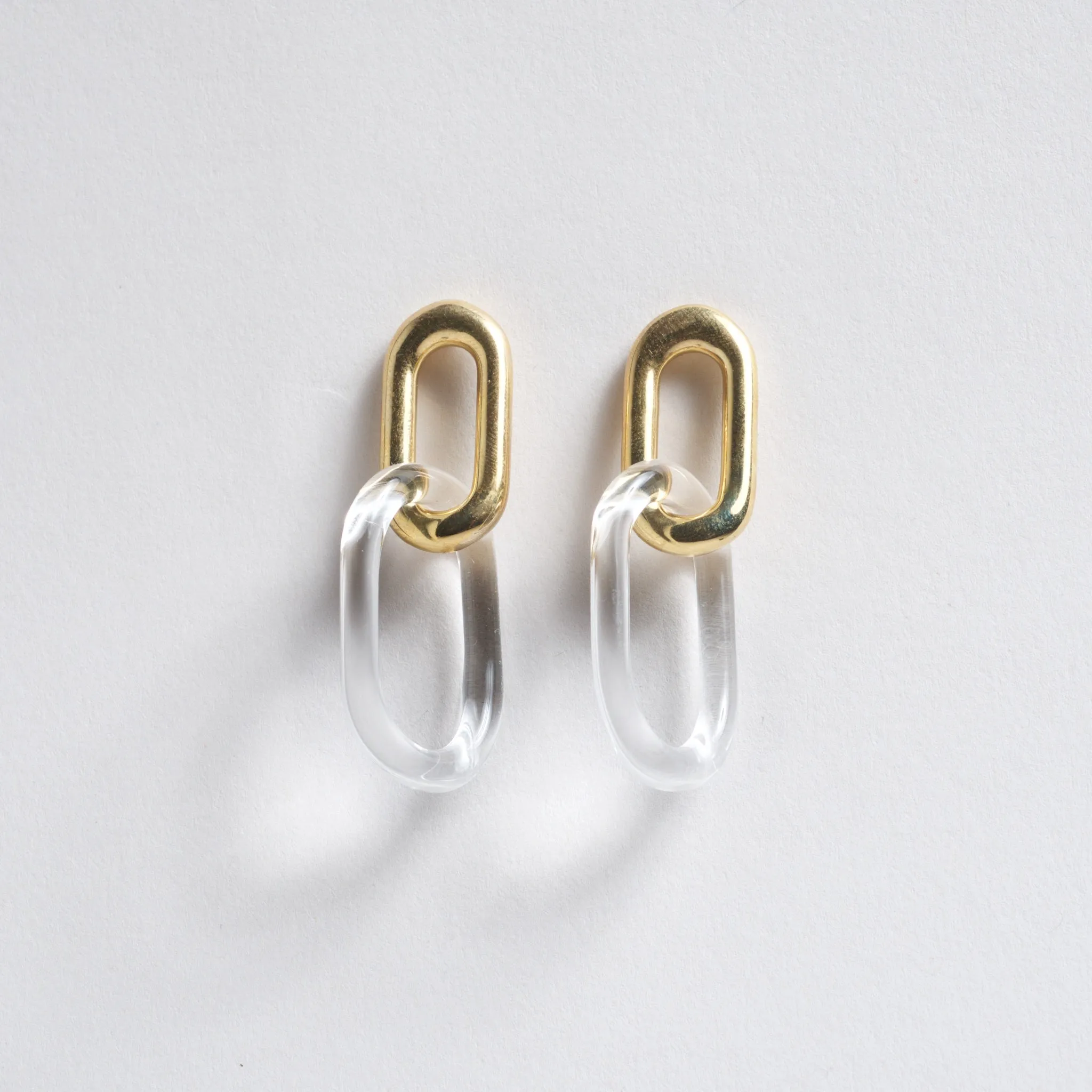 Chain Link GLAZ Stud Earrings - Brass
