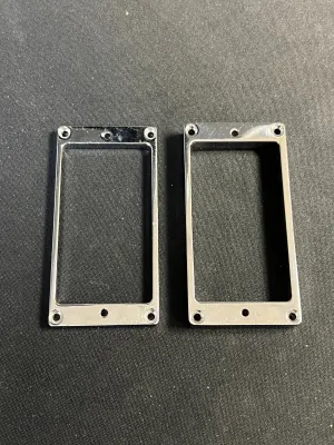 Chromed metal humbucker rings curved bottom Les Paul