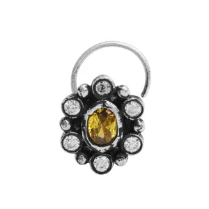 Citrine Gemstone Nose Pin 925 Sterling Silver Studs Nose Pin For Women