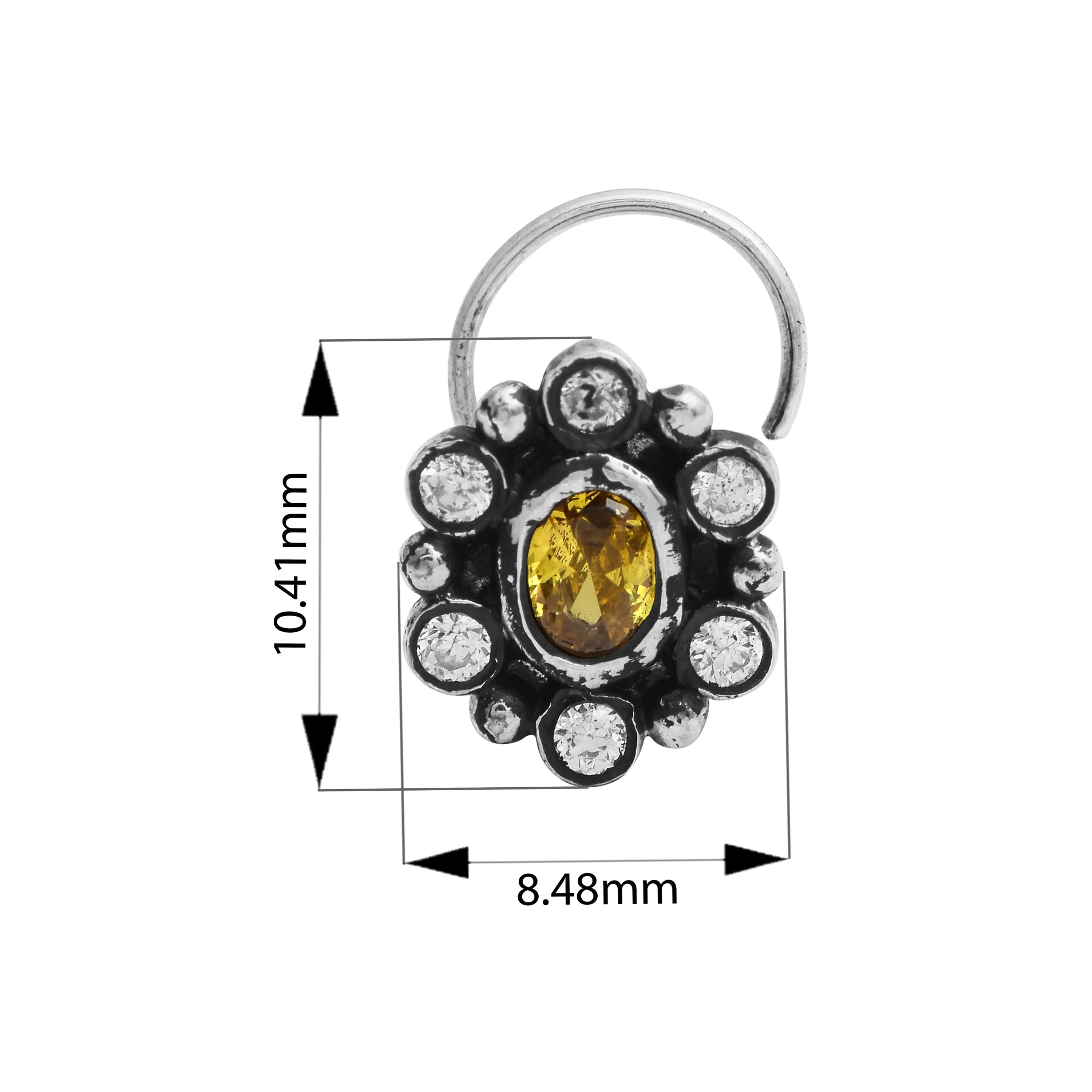 Citrine Gemstone Nose Pin 925 Sterling Silver Studs Nose Pin For Women