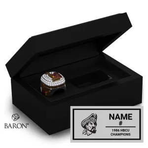 Claflin University AD's Special Group 1986 Championship Black Standard Window Ring Box